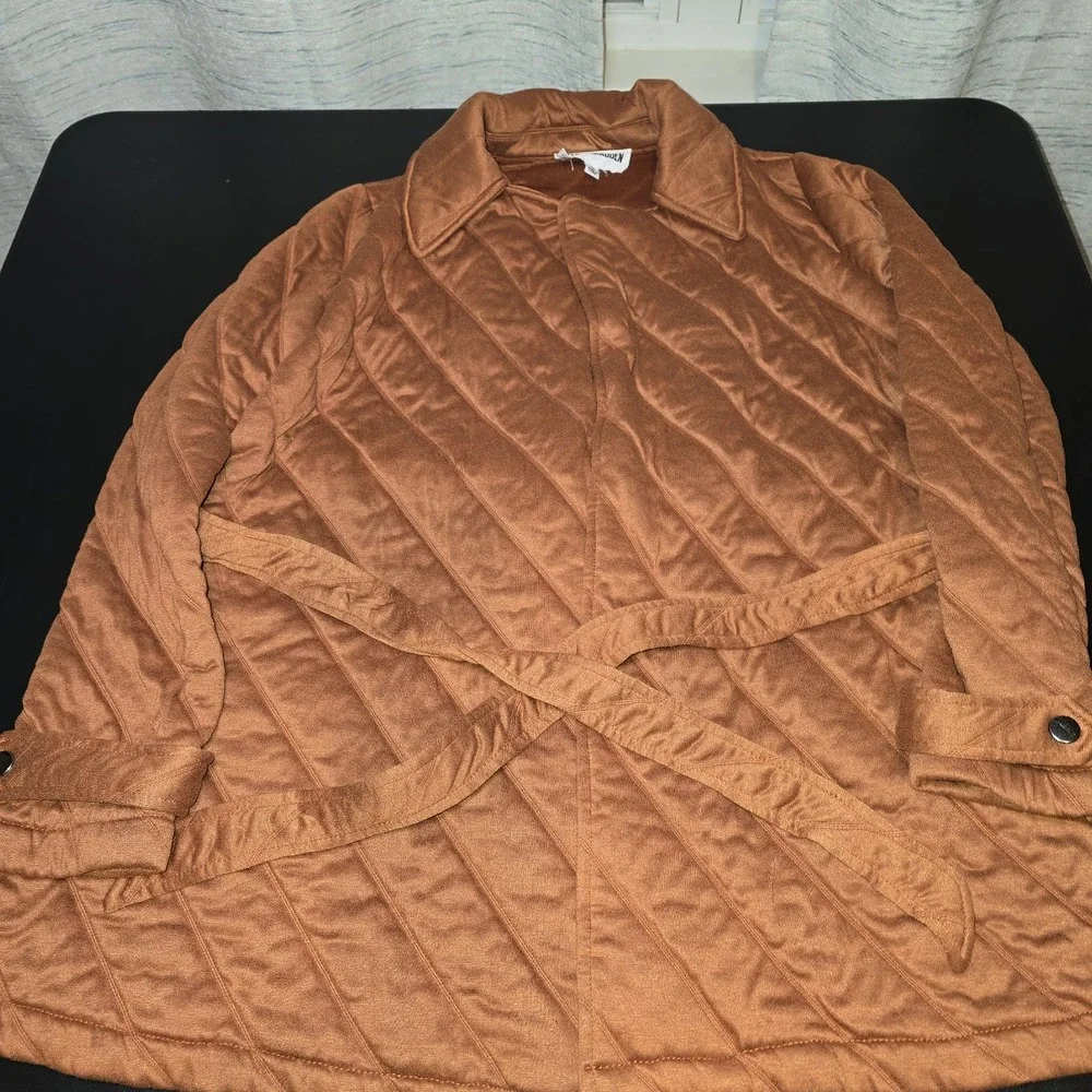 Women's Steve Madden Quilted Belted Coat in Rust‎ Color, Size Small